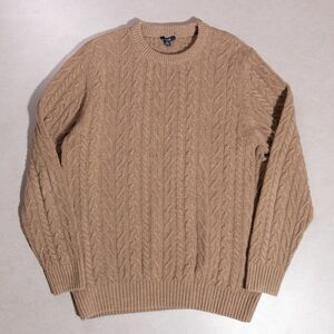 Benson Cable Knit Brown Wool Crew Neck Fisherman Sweater Men’s Size Large